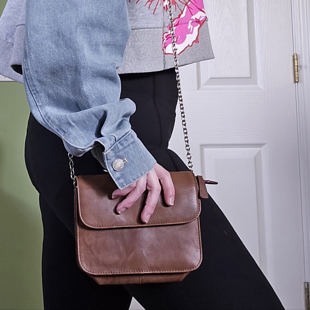 Brown Leather Crossbody Bag Purse Boho Western Everyday